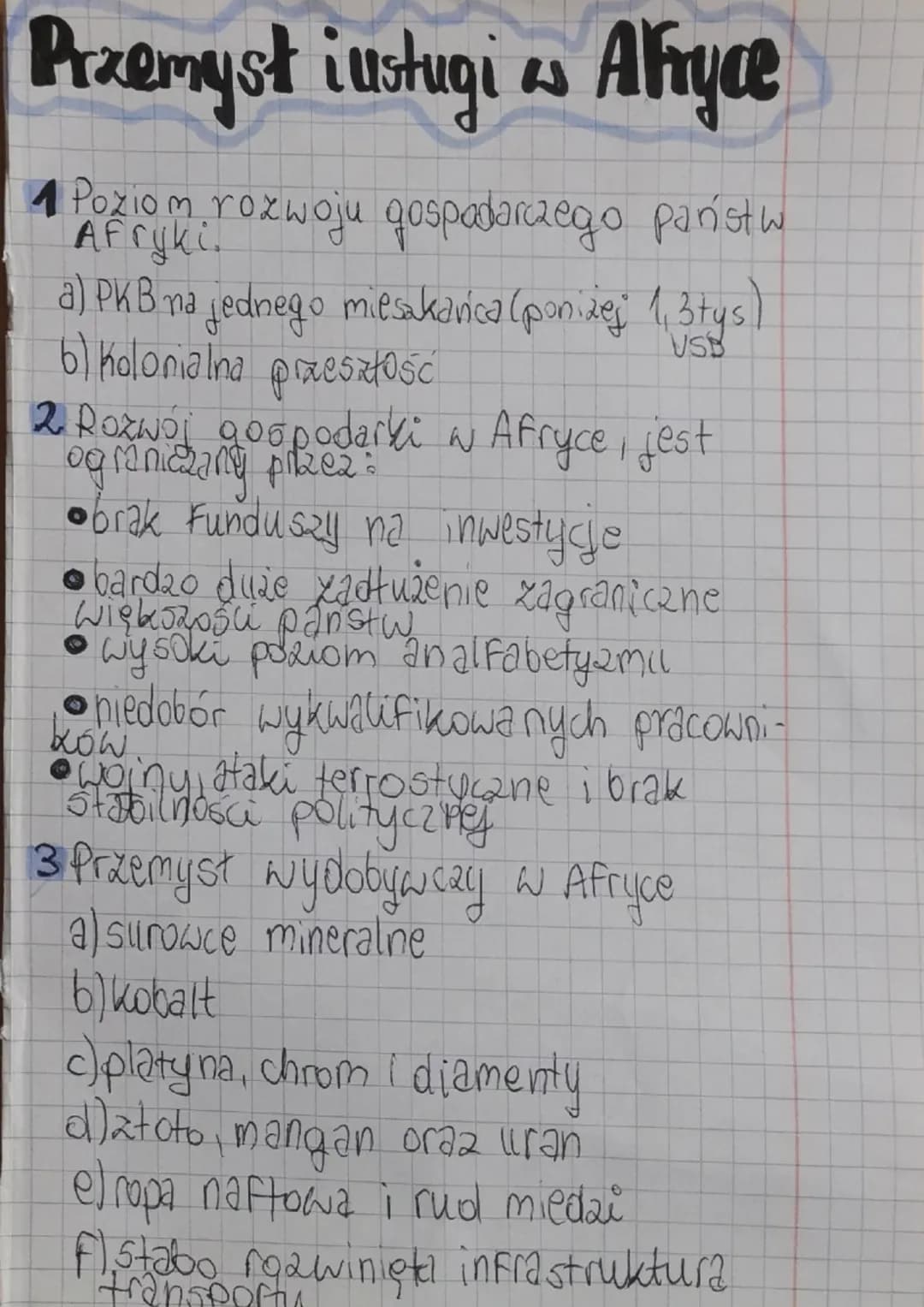 Przemyst iustugi as Afryce
4 Poziom rozwoju gospodarczego państw
Afryki.
a) PKB na jednego miesakavica (poniżej 1, 3 tys)
6) Kolonialna prze