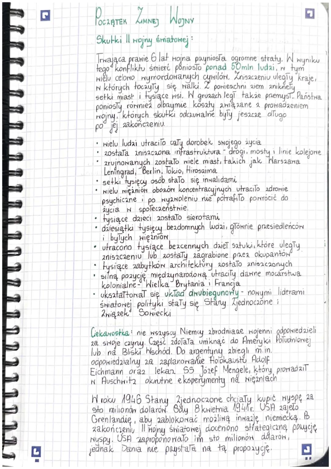 L
POCZĄTEK ZIMNEJ WOJNY
Skutki II wojny światowej:
Trwająca prawie
6 lat
Hojna przyniosła ogromne straty. W wyniku
tego konfliktu śmierć pon