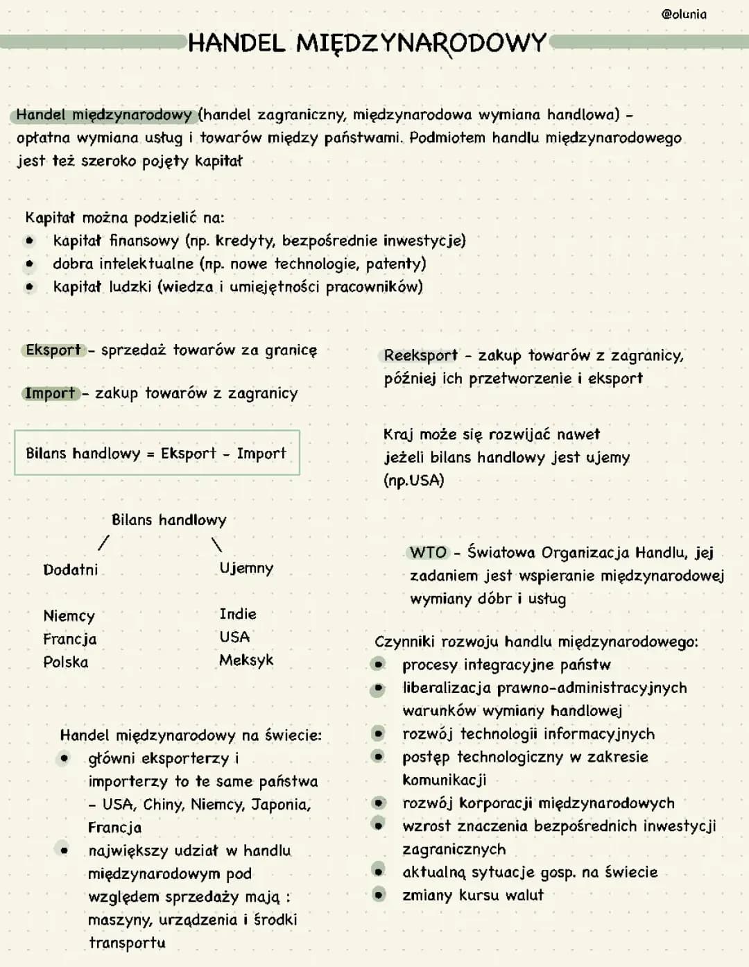 Handel międzynarodowy- Gorgrafia klasa 2 poziom rozszerzony, dział Usługi 