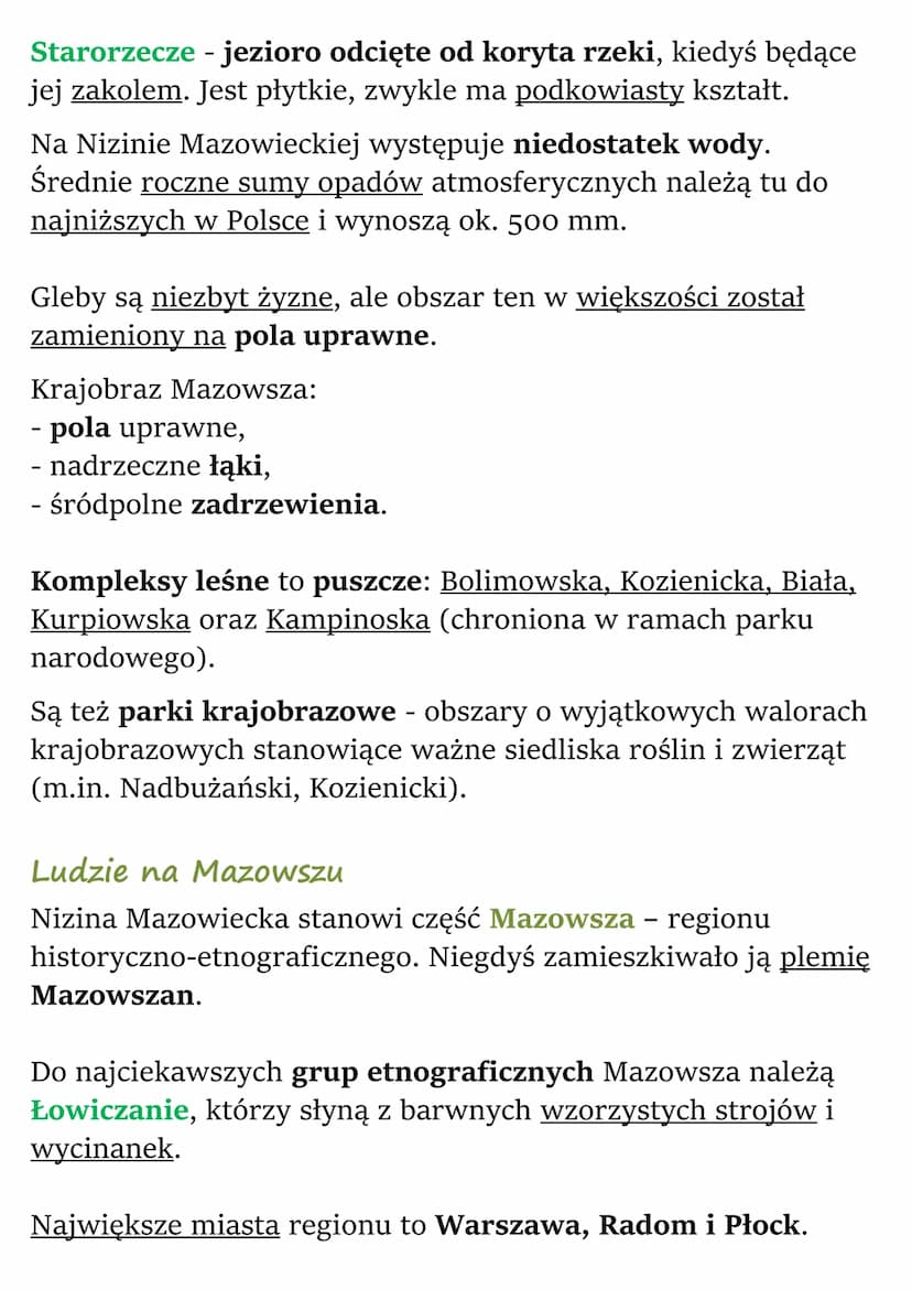Nizina Mazowiecka
Warunki naturalne
Nizina Mazowiecka to największa pod względem powierzchni
nizina w Polsce. Jest fragmentem pasa nizin śro