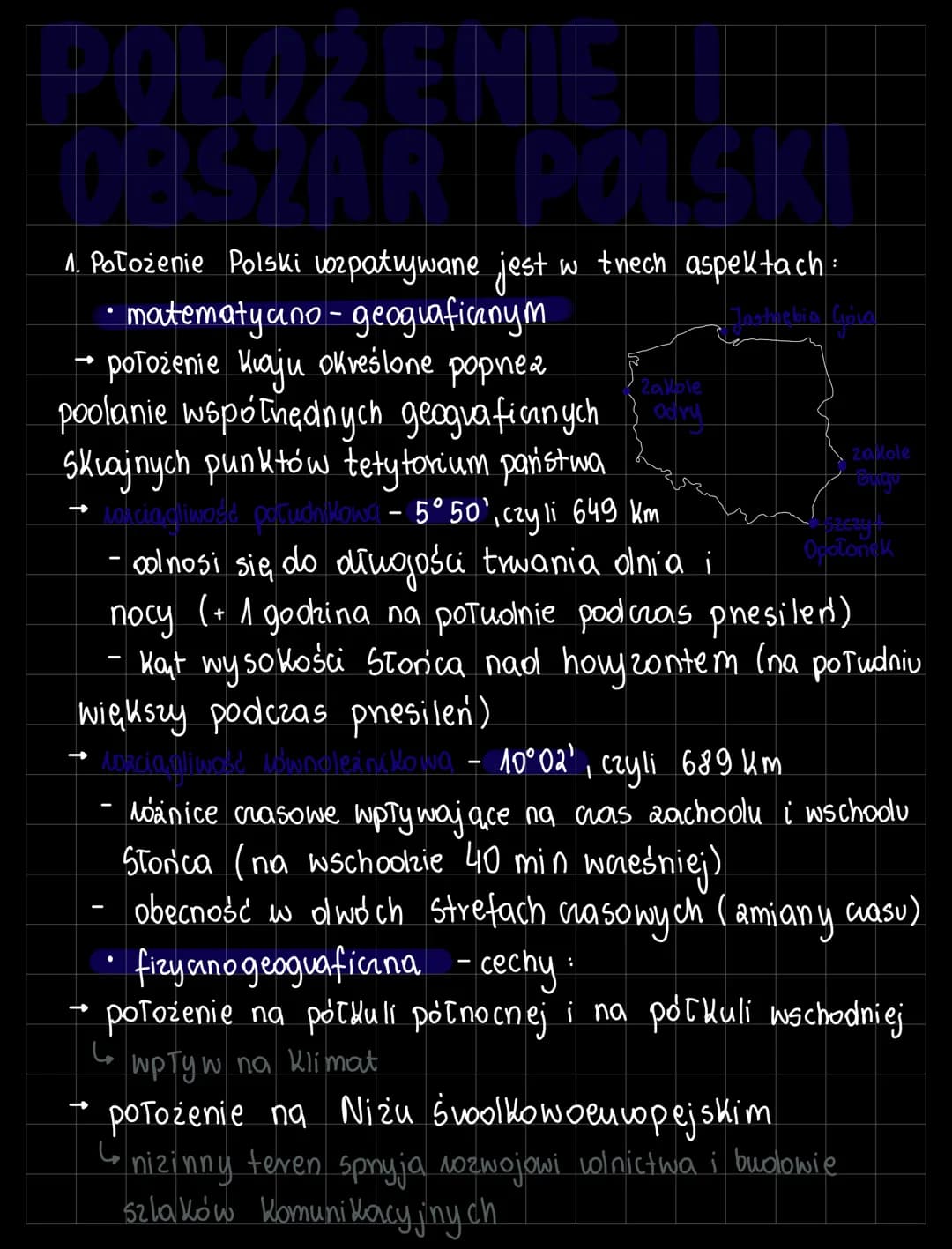 1. Położenie Polski vozpatrywane jest w tnech aspektach:
• matematyano - geograficznym
Jastrebia Cria
2akble
→ położenie kraju określone pop