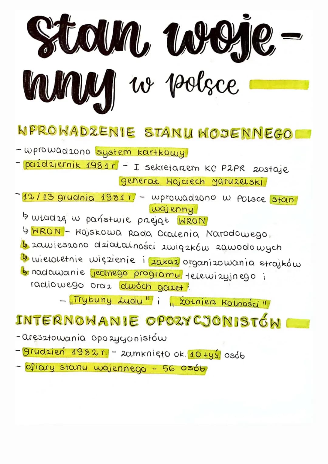 Stan woje-
hny
w polsce
WPROWADZENIE STANU WOJENNEGO
- wprowadzono system kartkowy
- październik 1981 r.
I sekretanem KC P2PR 20staje
genera