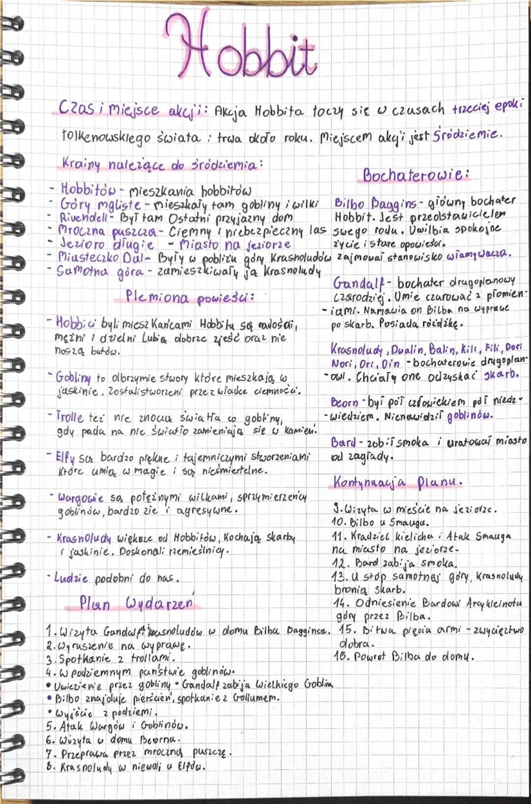 # Hobbit

Czas i miejsce akcji: Akcja Hobbita toczy się w czasach trzeciej epoki
tolkenowskiego świata: trwa około roku. Miejscem akji jest 