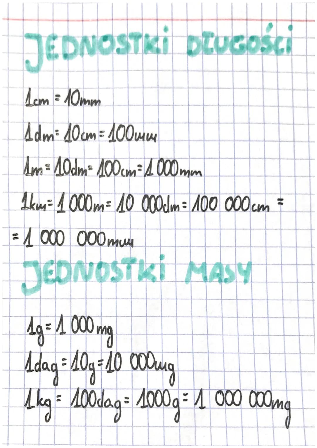 JEDNOSTKI DLUGOŚCI
1cm = 10mm
1dm³ 10cm = 100mm
1m = 10dm² 100cm= 1000mm
1km = 1000m = 10 000dm = 100 000 cm =
- 1 000 000 muy
JEDNOSTKI MAS