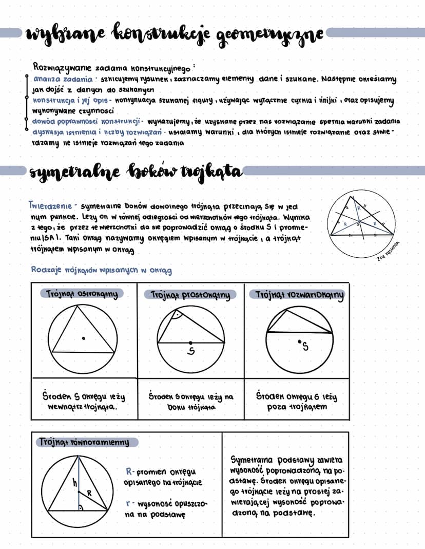 geometria płaska
podstawowe informacje
Symetraina odcinna- prosia prostopadia do odcinka, dzieiąca go na 2 równe części
Dwusieczna ngia - po