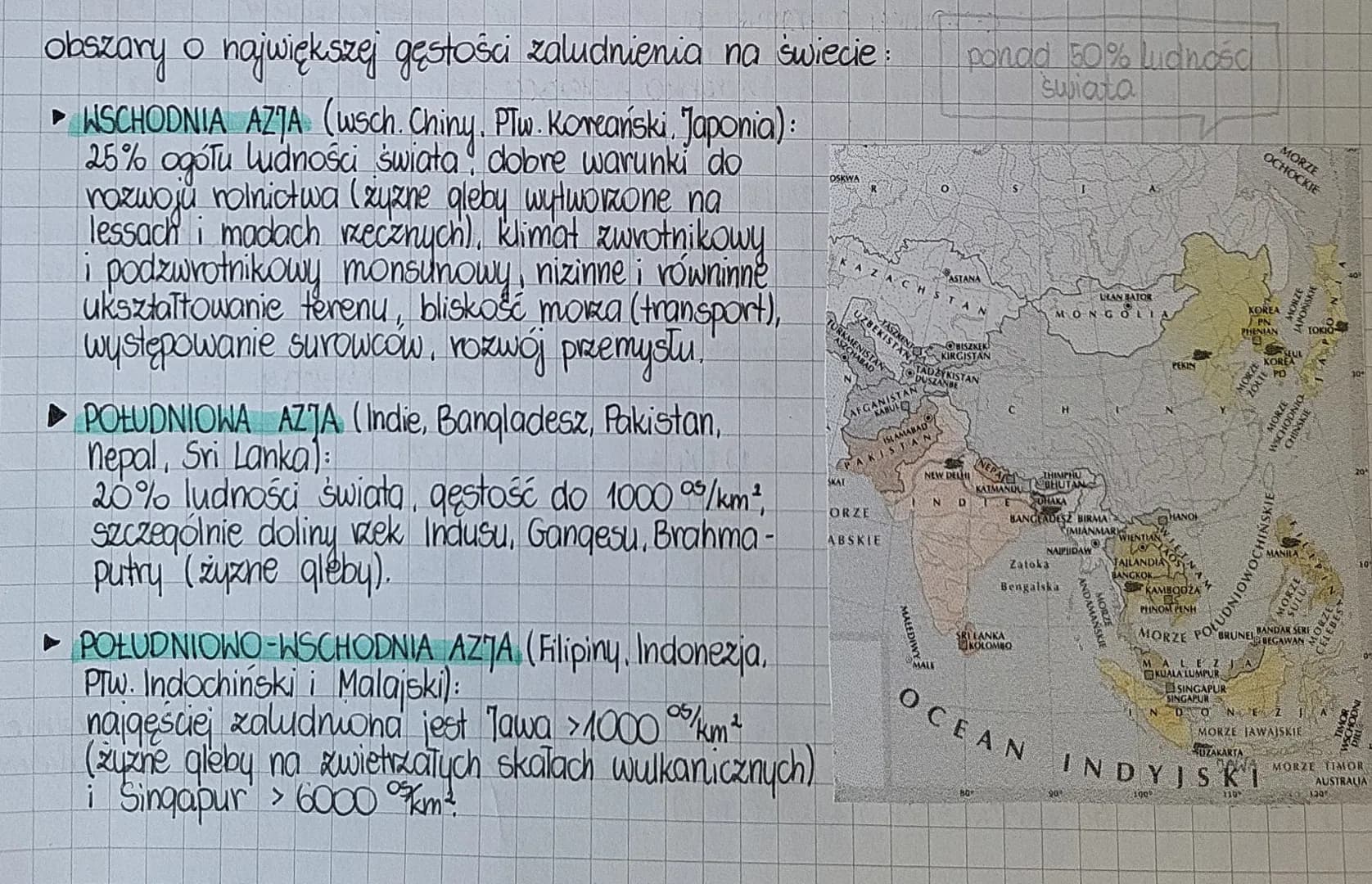 obszary o największej gęstości zaludnienia na świecie:
► WSCHODNIA AZJA (wsch. Chiny. Płw. Koreański. Japonia):
25% ogólu ludności świata do