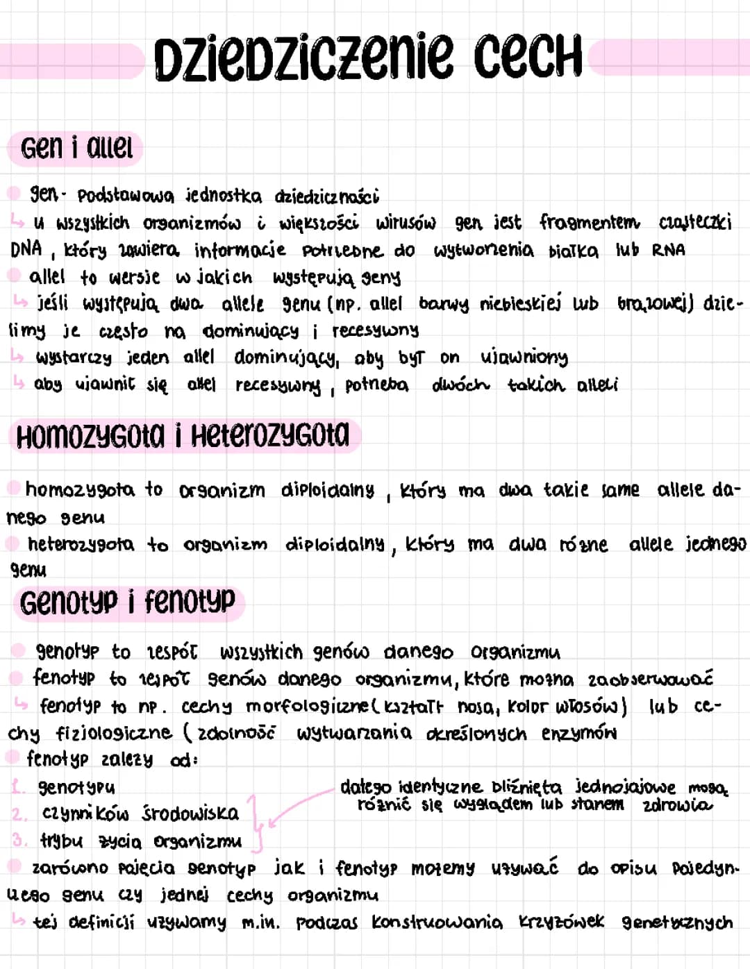 Dziedziczenie cech u człowieka i genotyp i fenotyp przykłady