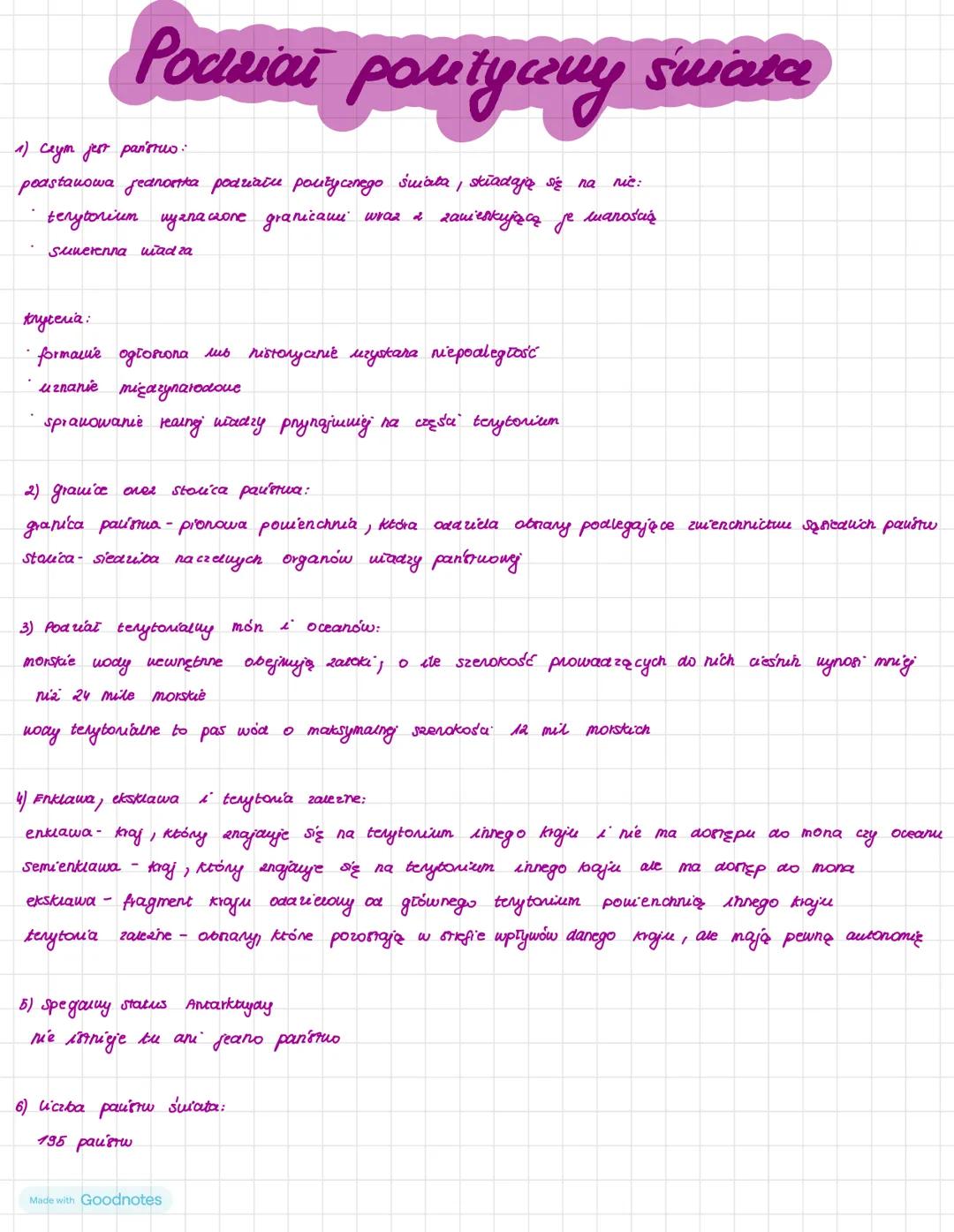 Росьмой роміусену
1) Ceym jest panorus:
podstawowa jednostka podziału politycznego świata, składają się na
terytorium wyznaczone granicami w
