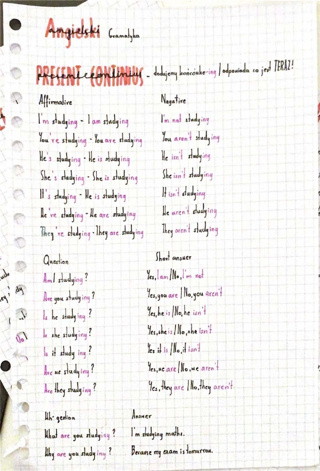 Angielski Gomalyan
PRESENT contivity – dodajemy końcóinkering | dpowiada co jest TERAZ!
Affirmative
I'm studging - I am studying.
You're stu