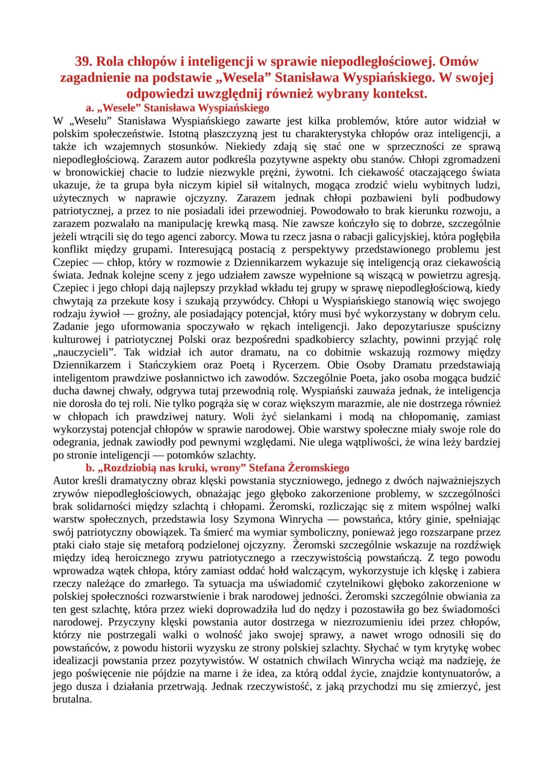 PYTANIA JAWNE
„WESELE” STANISŁAWA WYSPIAŃSKIEGO
38. Co utrudnia porozumienie między przedstawicielami różnych grup
społecznych? Omów zagadni