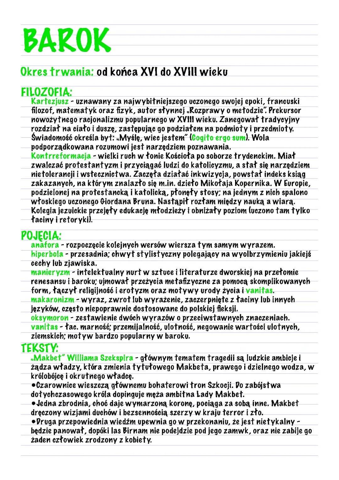 BAROK epoka literacka 