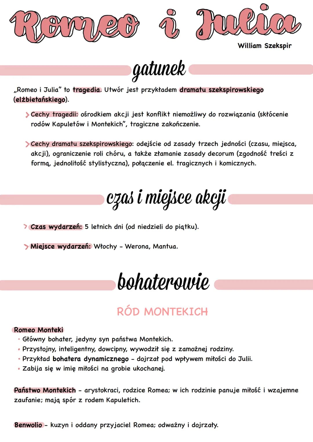 Remeo i
gatunek
,,Romeo i Julia" to tragedia. Utwór jest przykładem dramatu szekspirowskiego
(elżbietańskiego).
Julia
William Szekspir
.
•
>