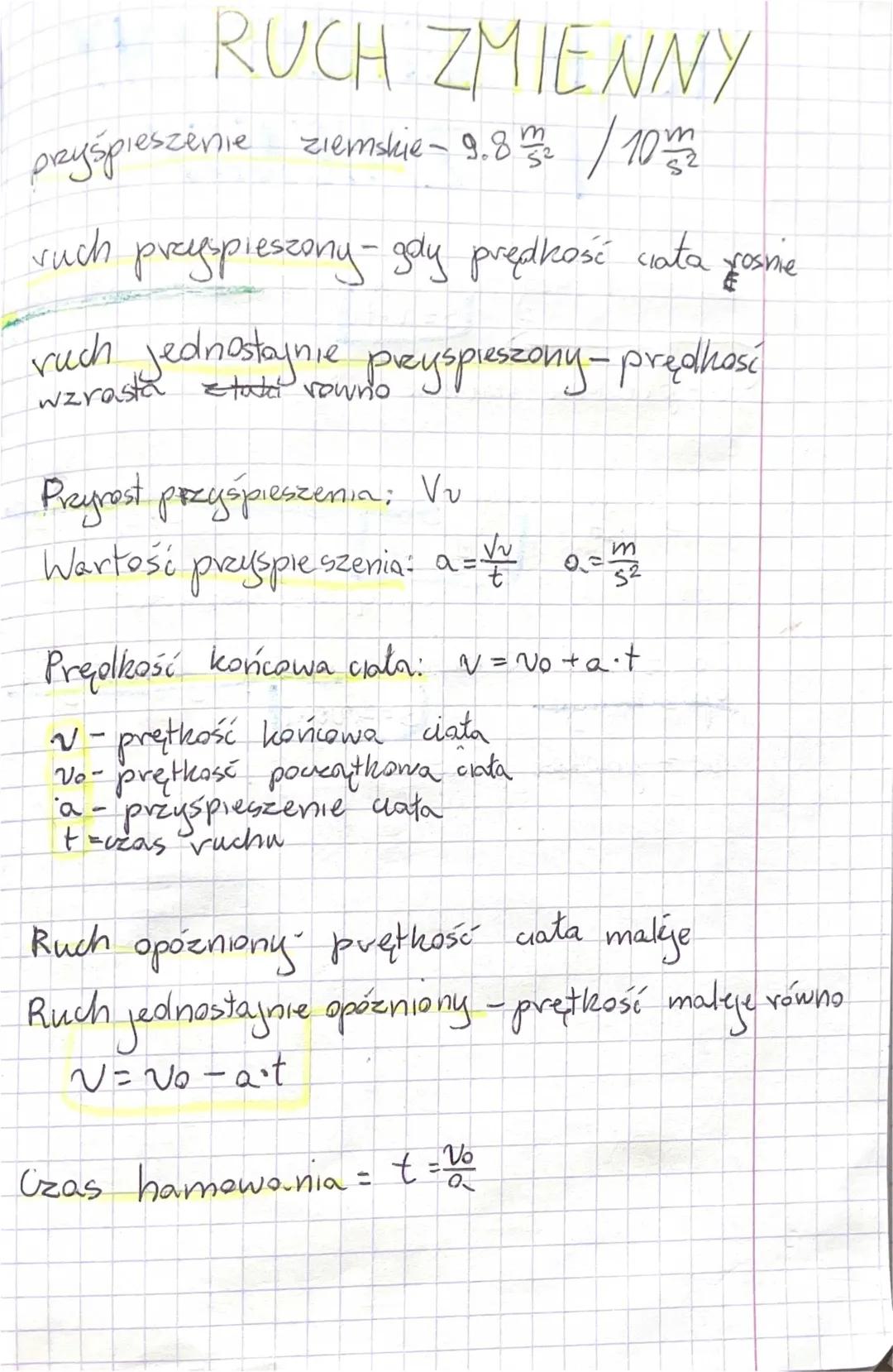 Ruch Zmienny - Fizyka 1 Liceum - Kinematyka