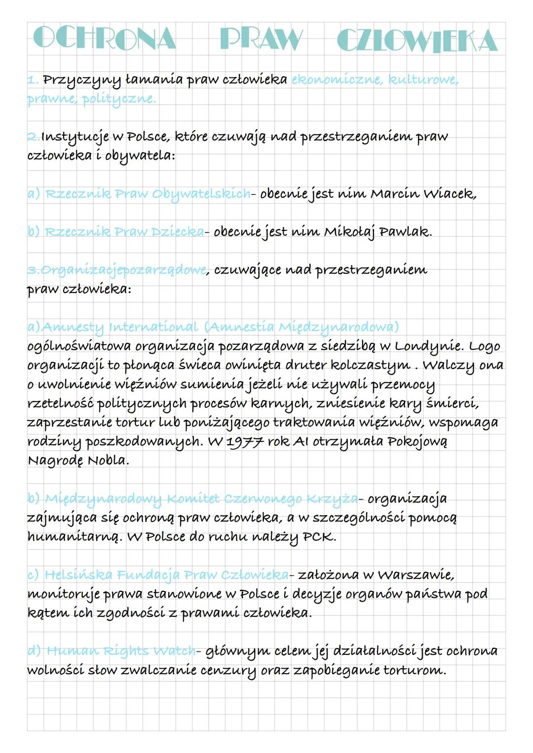Podsumowanie: Ochrona praw człowieka