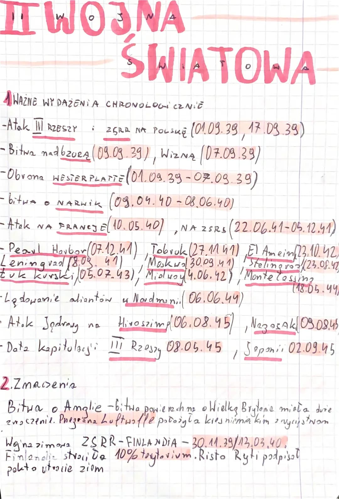 IT WOJNA
ŚWIATOWA
WAZNE WY DAZENIA CHRONOLOGICZNIE
-Atak M RZESZY
- Bitwa madbzurĄ (09.09.39), WiZNĄ (07.09.39)
- Obvona WESTERPLATTE (01.09