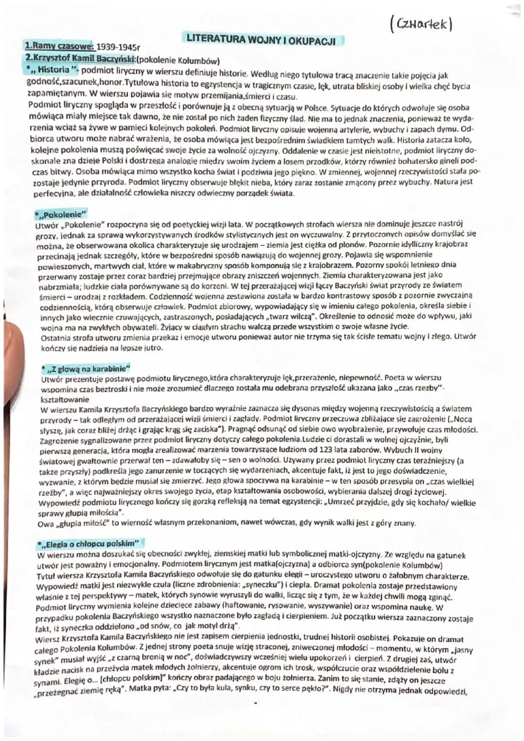 Literatura wojny i okupacji.