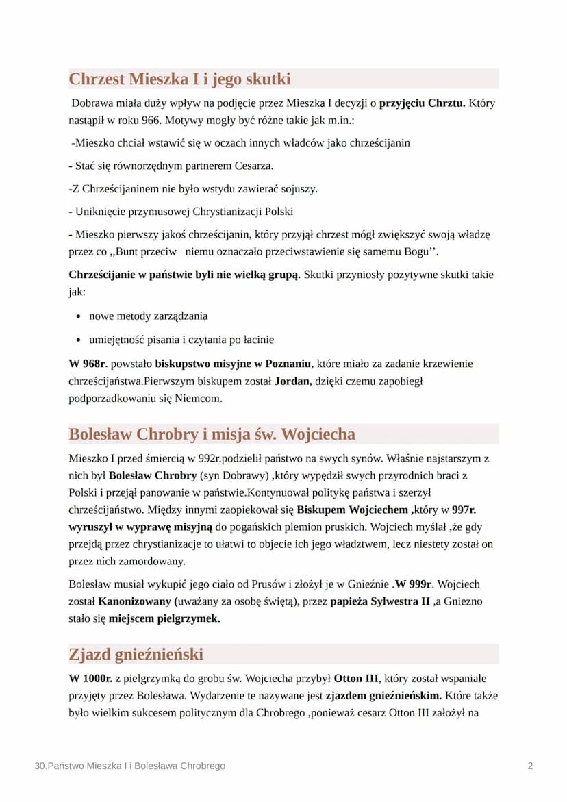 BET
30.Państwo Mieszka I i Bolesława
Chrobrego
Narodziny państwa Piastów
Na Wysoczyźnie Gnieźnieńskiej na przełomie IX i X w. powstał ośrode