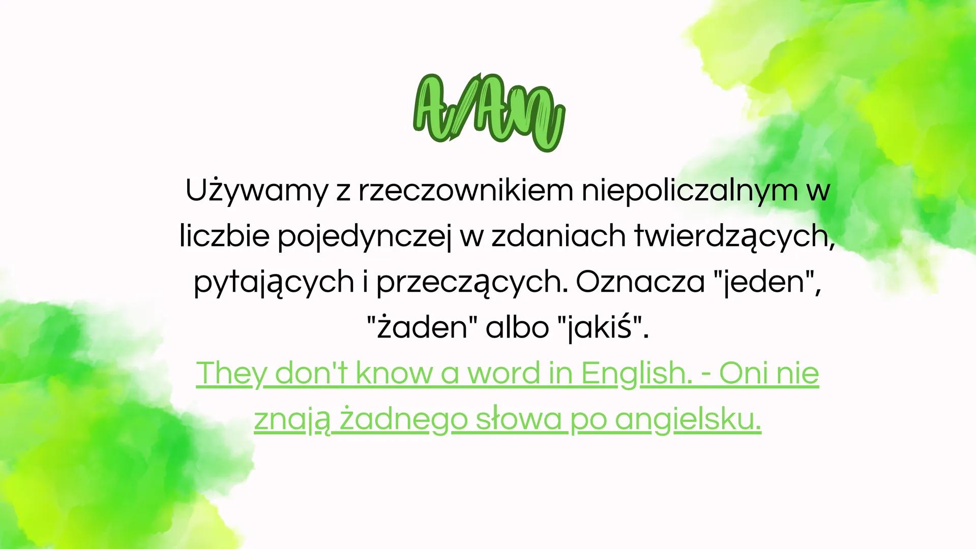 Claestenia
ilości
angielski sente
Oznacza "trochę" używany z
rzeczownikiem niepoliczalnym, a z
policzalnym "kilka".
I have some cookies. - M