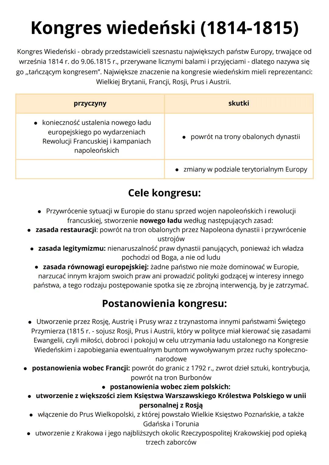 • postanowienia wobec krajów niemieckich: utrzymanie podziału Niemiec, utworzenie
Związku Niemieckiego pod przewodnictwem Austrii (30.05.181
