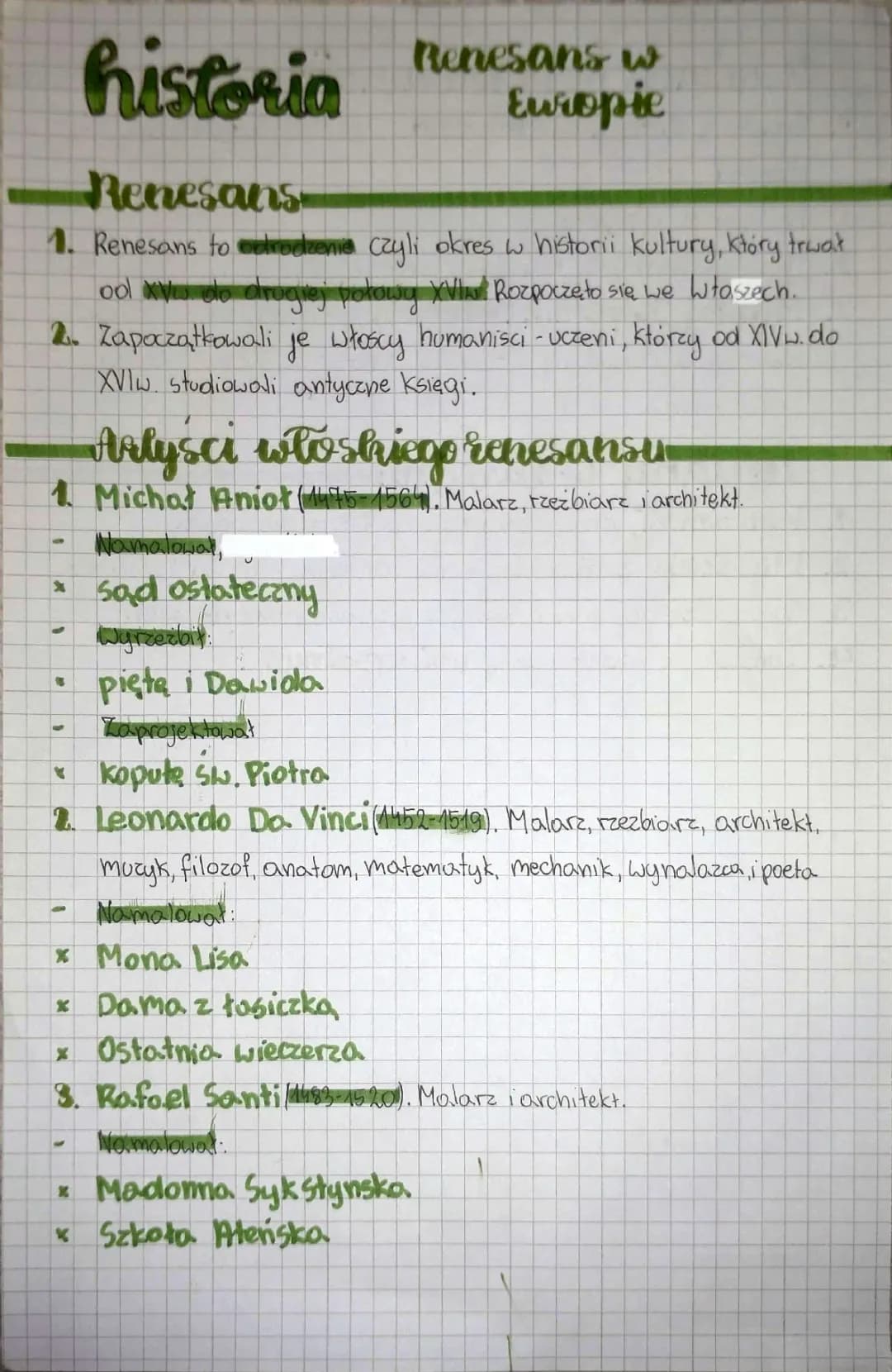 Kultura Renesansu w Europie - Quiz i Notatka dla Klasy 6