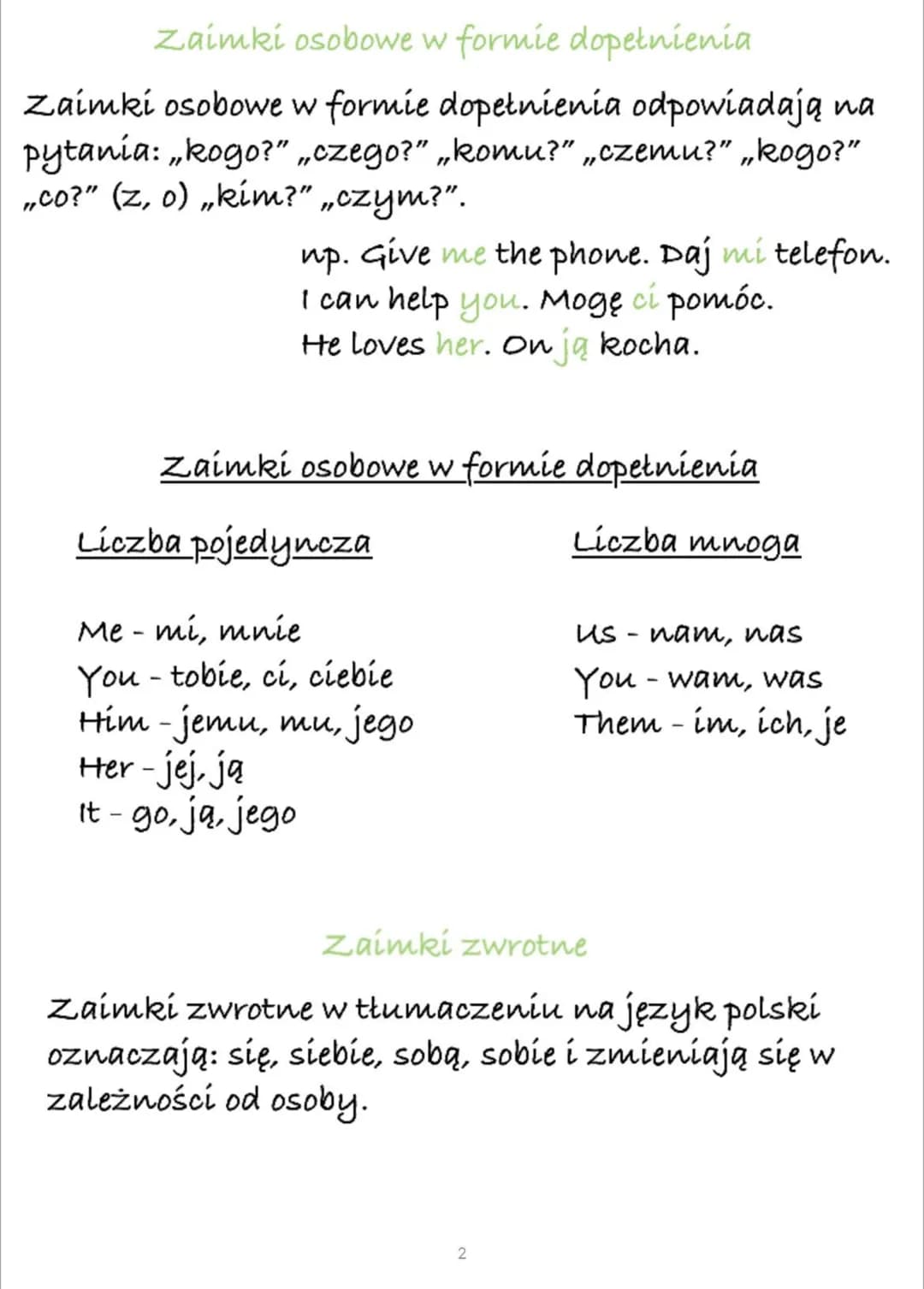 Zaimki osobowe
Zaimki osobowe w formie podmiotu
Zaimki osobowe w formie podmiotu odpowiadają na
pytania,kto?" "co?". w języku angielskim (in