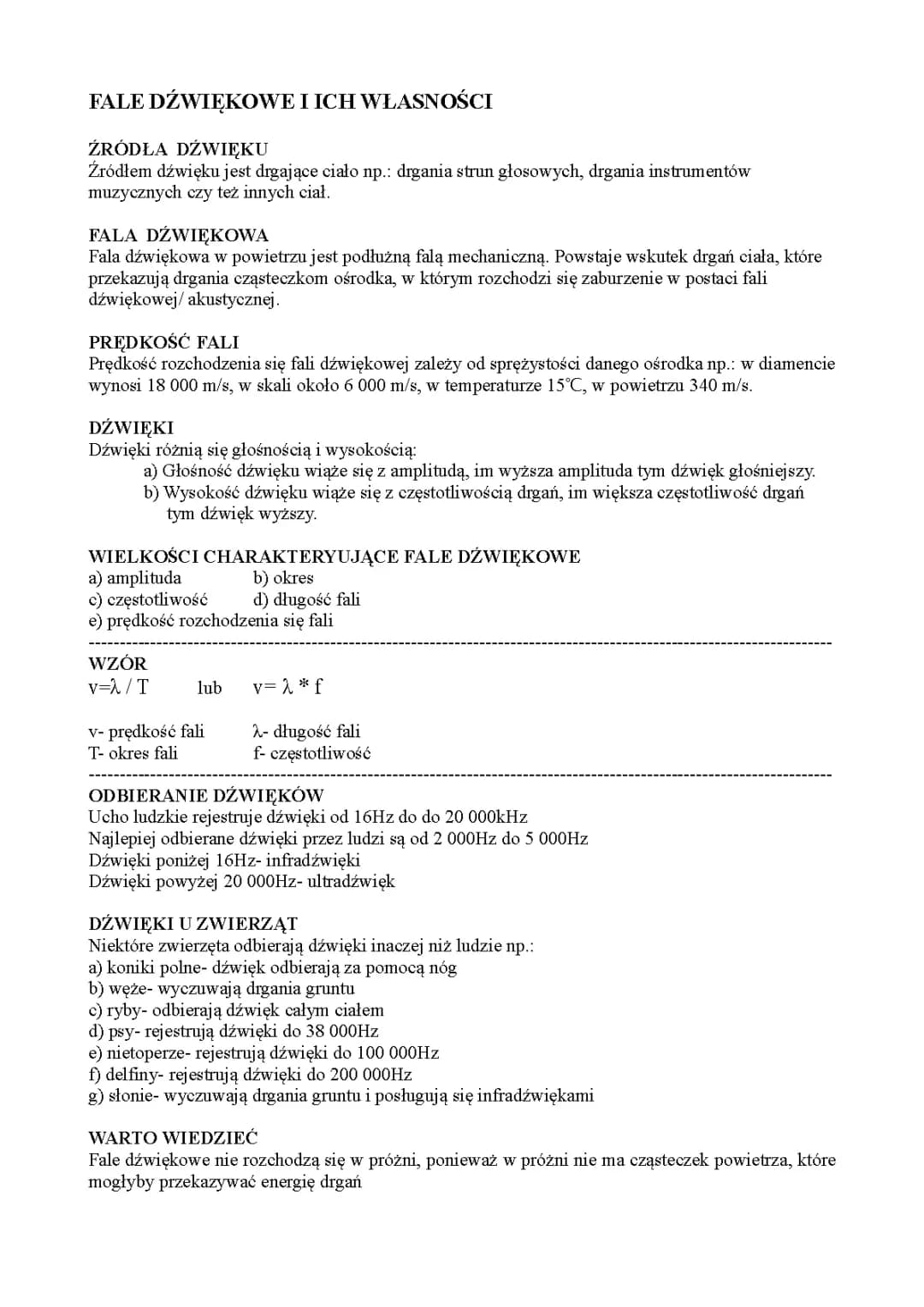 Fale dźwiękowe i ich własności