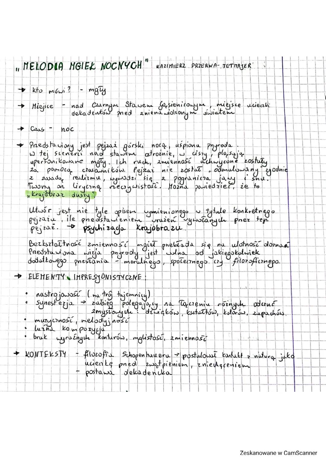 "Melodia mgieł nocnych" Kazimierz Przerwa-Tetmajer