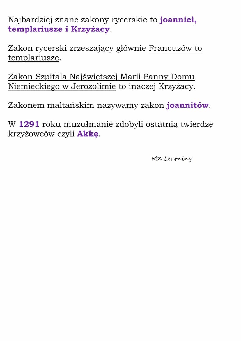 Wyprawy krzyżowe
W XI wieku Palestyną rządzili Turcy seldżuccy.
Turcy seldżuccy byli wyznawcami islamu.
Wyprawy krzyżowe zapoczątkowało wyst