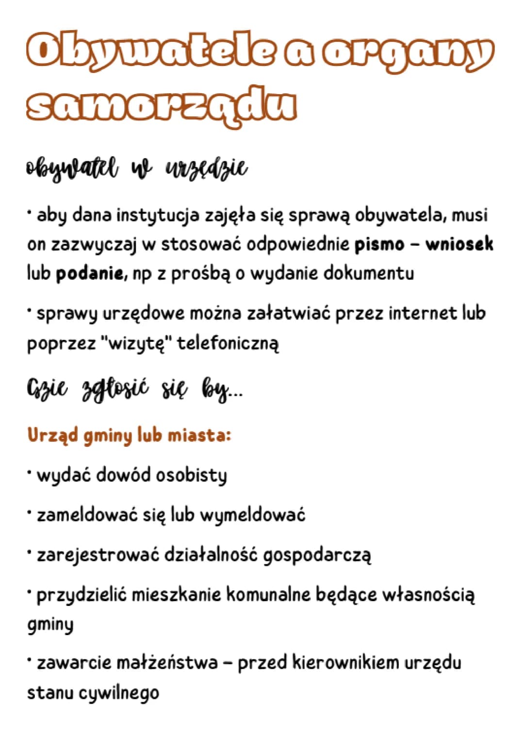Obywatele a organy
samorządu
obywatel w urzędzie
aby dana instytucja zajęła się sprawą obywatela, musi
on zazwyczaj w stosować odpowiednie p