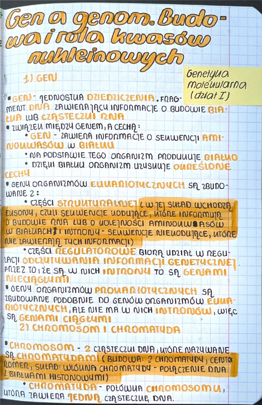Gen a genom. Buolo-
wairola kwasów
nukleinowych
1) GEN
GEN-EDNOSTUA DZIEDZICZENIA. FRAG-
Genetyua
moleuularna
(dział I)
MENT DIVA ZAWIERAJĄC