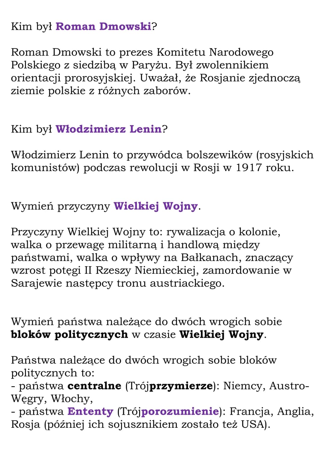 Wielka Wojna
(Dział: Wojny światowe)
Fiszki
Wyjaśnij znaczenie pojęcia Wielka Wojna.
Wielka Wojna to konflikt zbrojny, w którym walki toczył