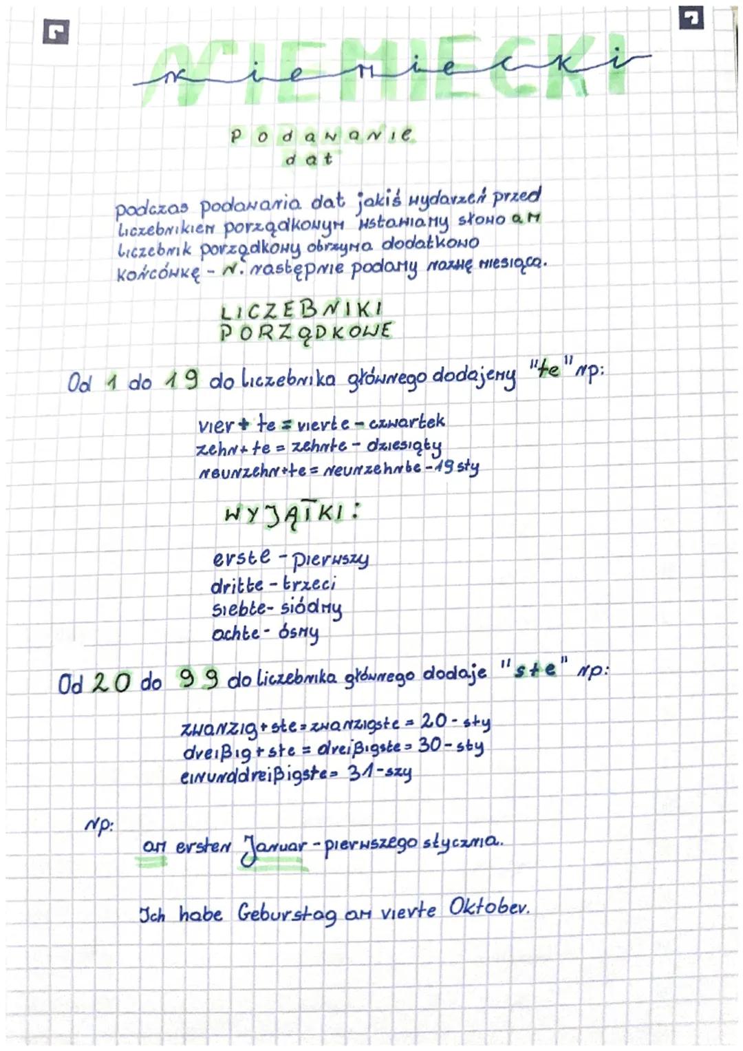 Podstawy Niemieckiego: Daty i Liczebniki Porządkowe
