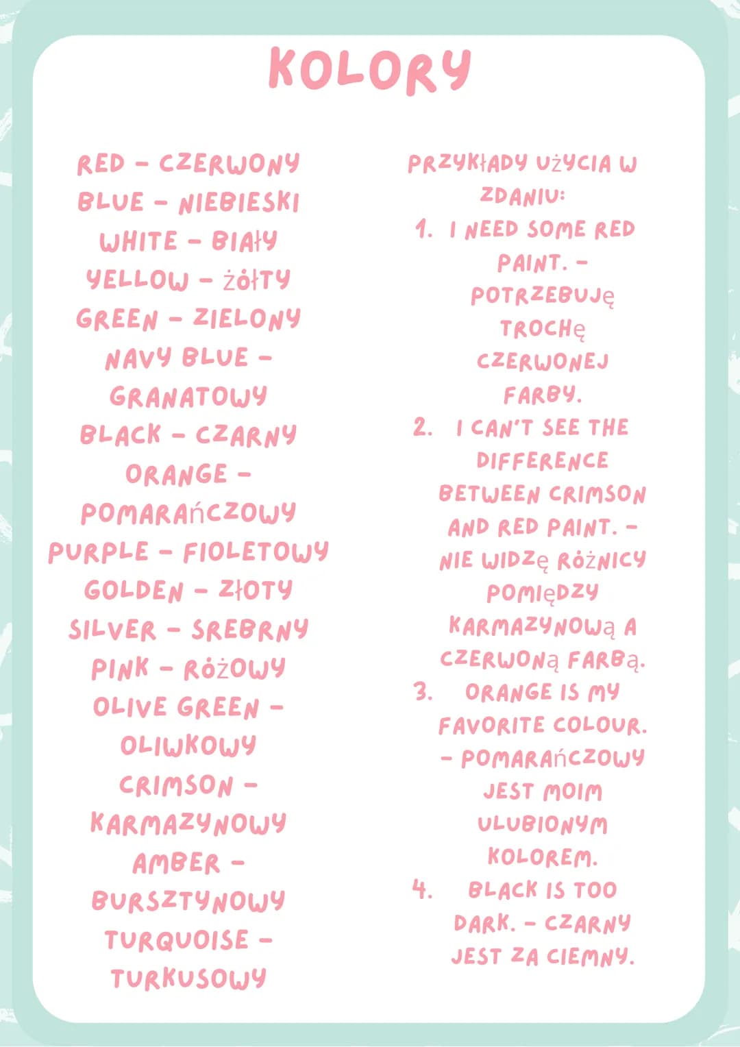 KOLORY
RED CZERWONY
BLUE-NIEBIESKI
WHITE-BIAŁY
YELLOW-żółty
GREEN – ZIELONY
NAVY BLUE -
GRANATOWY
BLACK-CZARNY
ORANGE -
POMARAŃCZOWY
PURPLE-