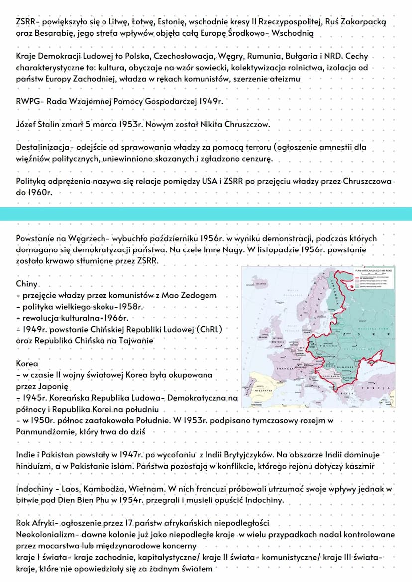 Swiat po 2 wojnie światowej
Konferencja w. Poczdamie (Berlin). 17 lipca- 2 sierpnia 1945r.. Uczestnicy: przywódca ZSRR,
prezydent USA, premi