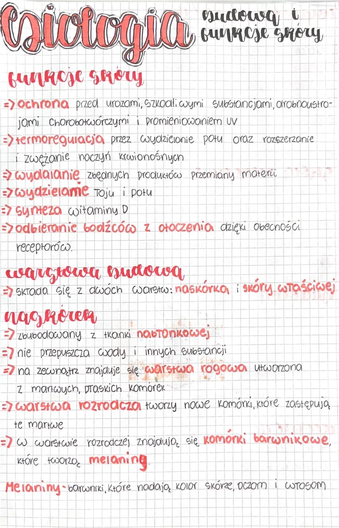 Csiologia
Budowa i
funkcje skory
funkcje skory
=> Ochrona przed urazami, szkodliwymi substancjami, drobnoustro-
jami chorobotwórczymi i prom