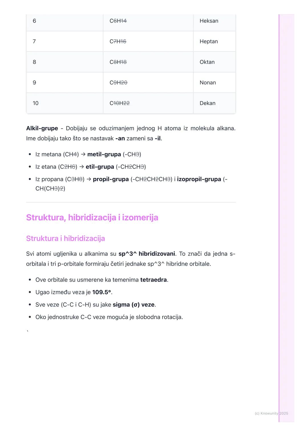 # Alkani

Uvod u alkane i opšte karakteristike

Alkani su zasićeni ugljovodonici. To znači da sadrže samo atome ugljenika (C)
i vodonika (H)