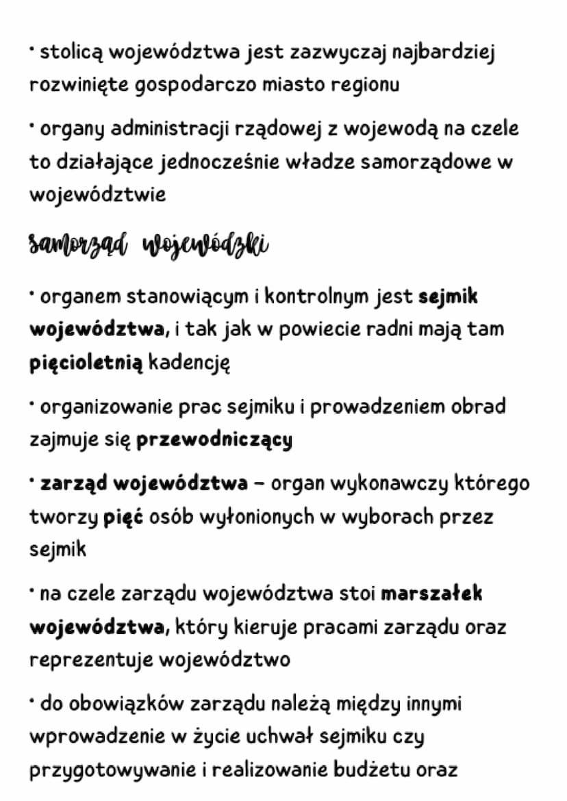 Powiat i
województwo
zadania powiatu
• finansowanie szkolnictwa średniego
• utrzymanie dróg powiatowych
• ochrona środowiska
• ochrona praw 