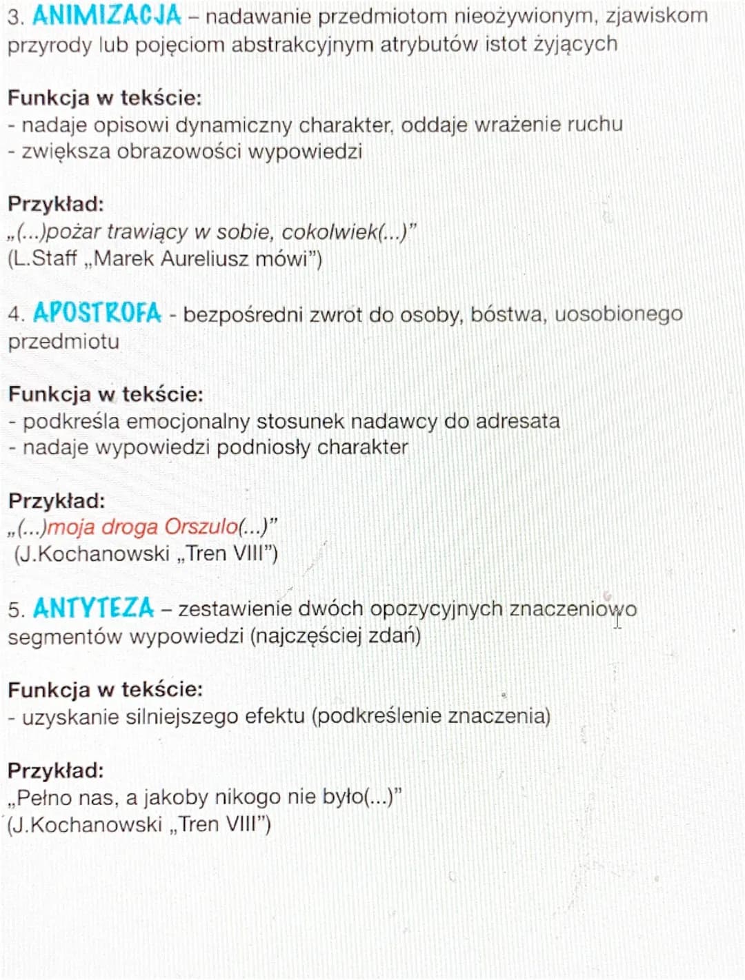 jwelki
stylistyczne
1. EPITET - określenie rzeczownika wyrażone przymiotnikiem,
imiesłowem lub rzeczownikiem.
Funkcja w tekście:
- wyraża st