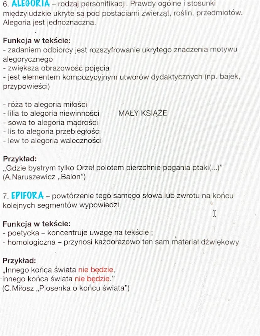 jwelki
stylistyczne
1. EPITET - określenie rzeczownika wyrażone przymiotnikiem,
imiesłowem lub rzeczownikiem.
Funkcja w tekście:
- wyraża st
