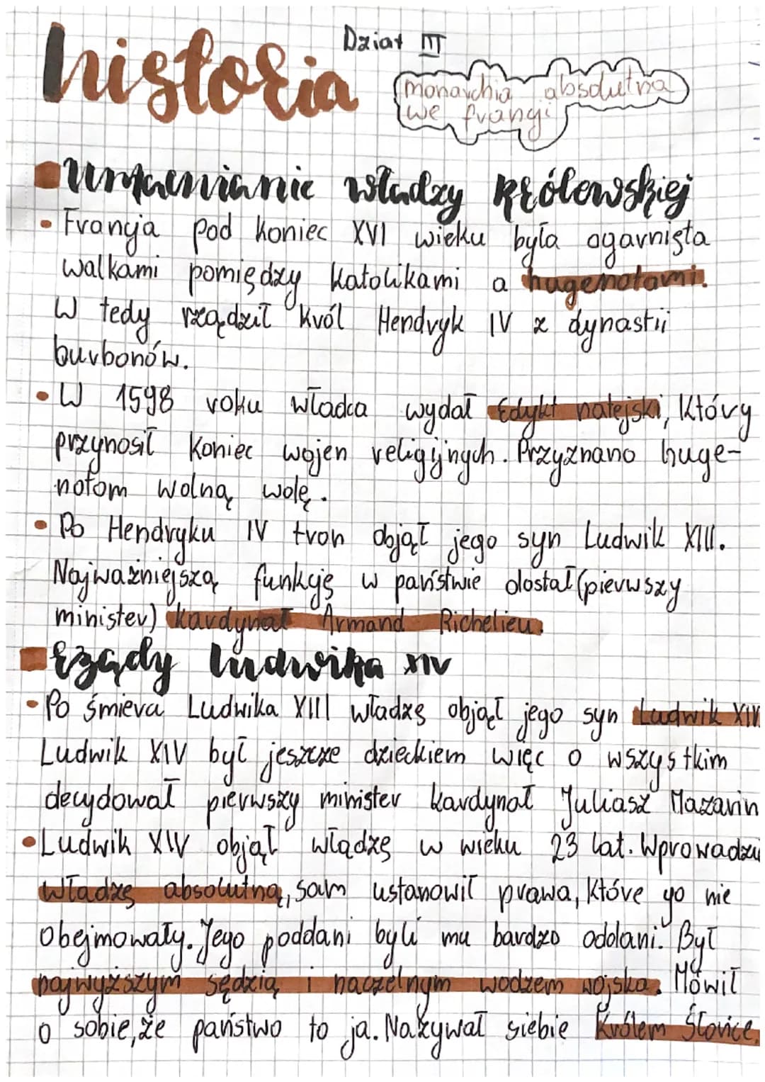 Dziat IT
historia
Unkaemianie władzy królowskiej
• Franya pod koniec XVI wieku była agarnista
walkami pomiędzy katolikami a hugenotami.
W te