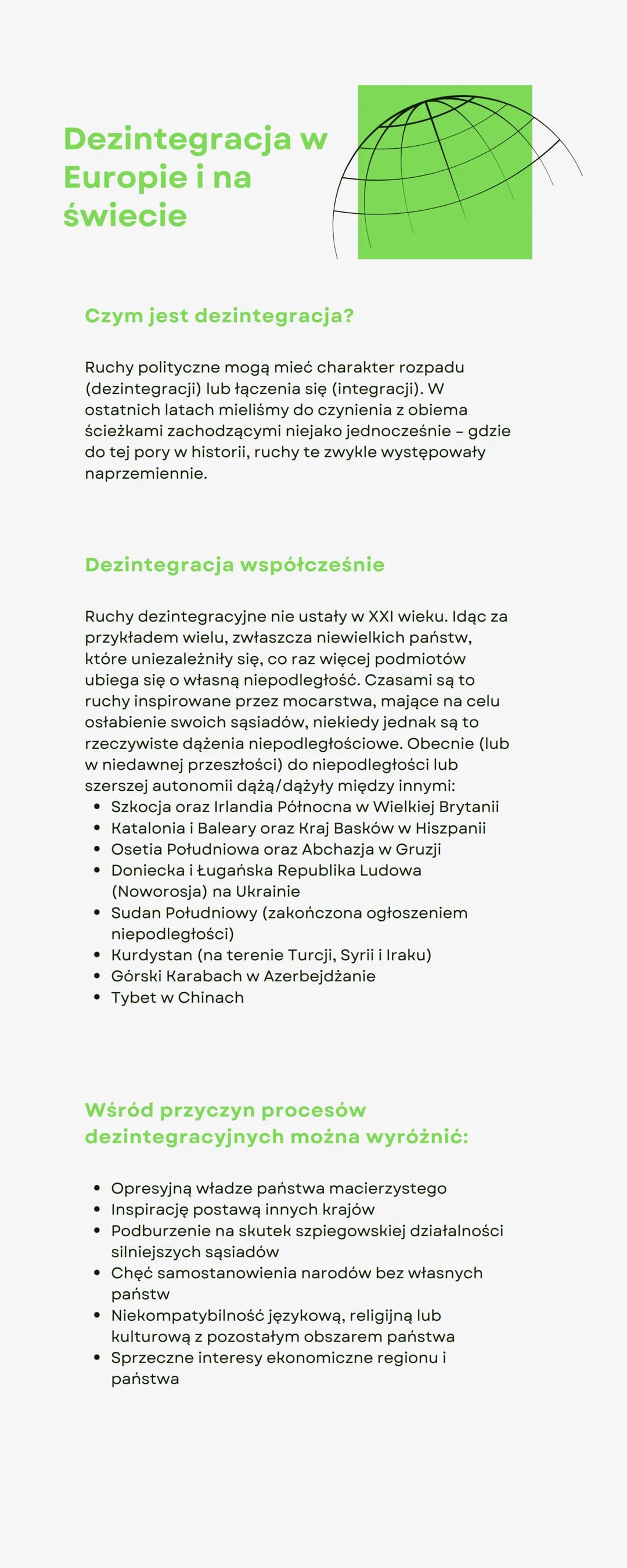 Dezintegracja w
Europie i na
świecie
Czym jest dezintegracja?
Ruchy polityczne mogą mieć charakter rozpadu
(dezintegracji) lub łączenia się 