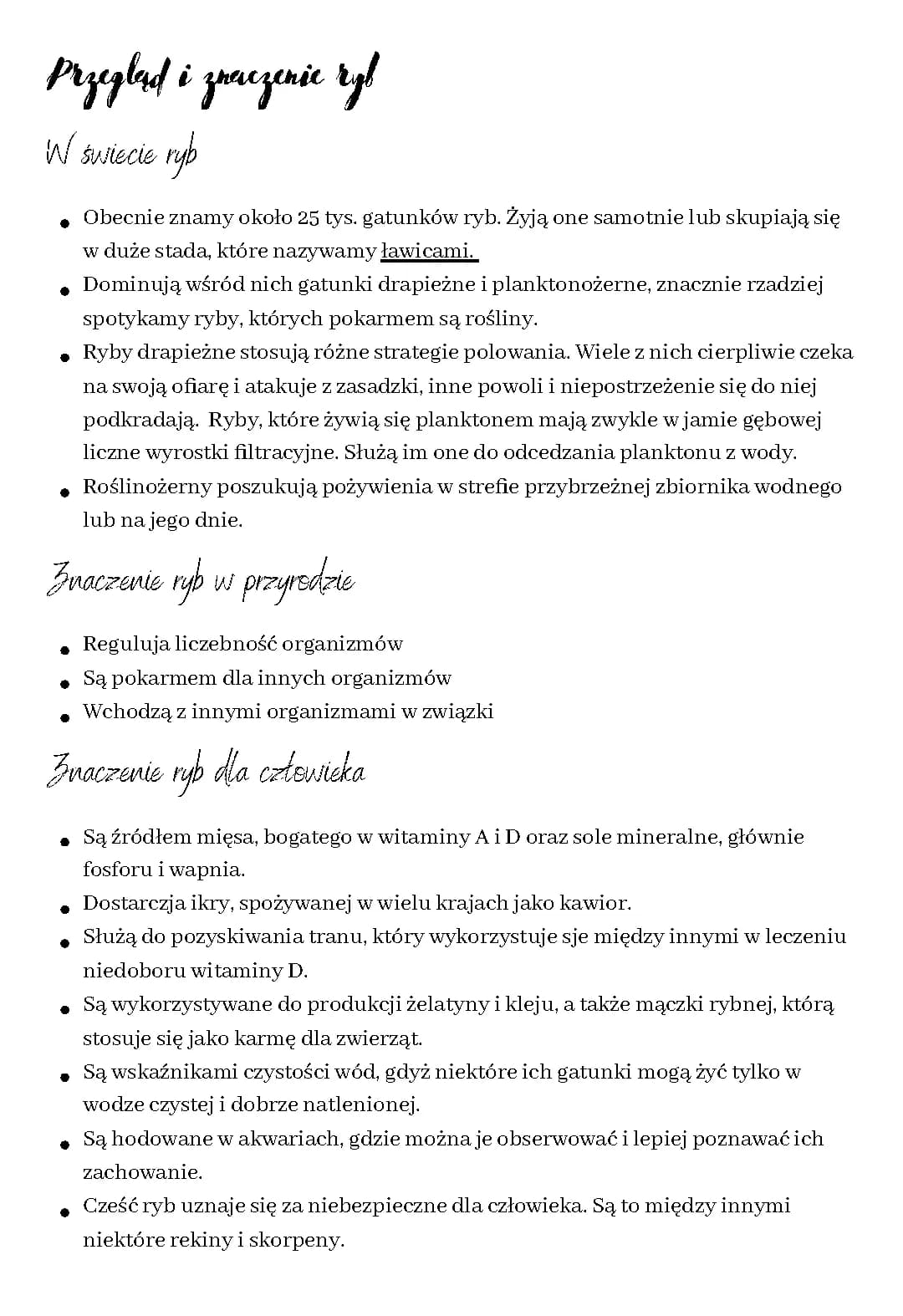 Przegląd i znaczenie ryb