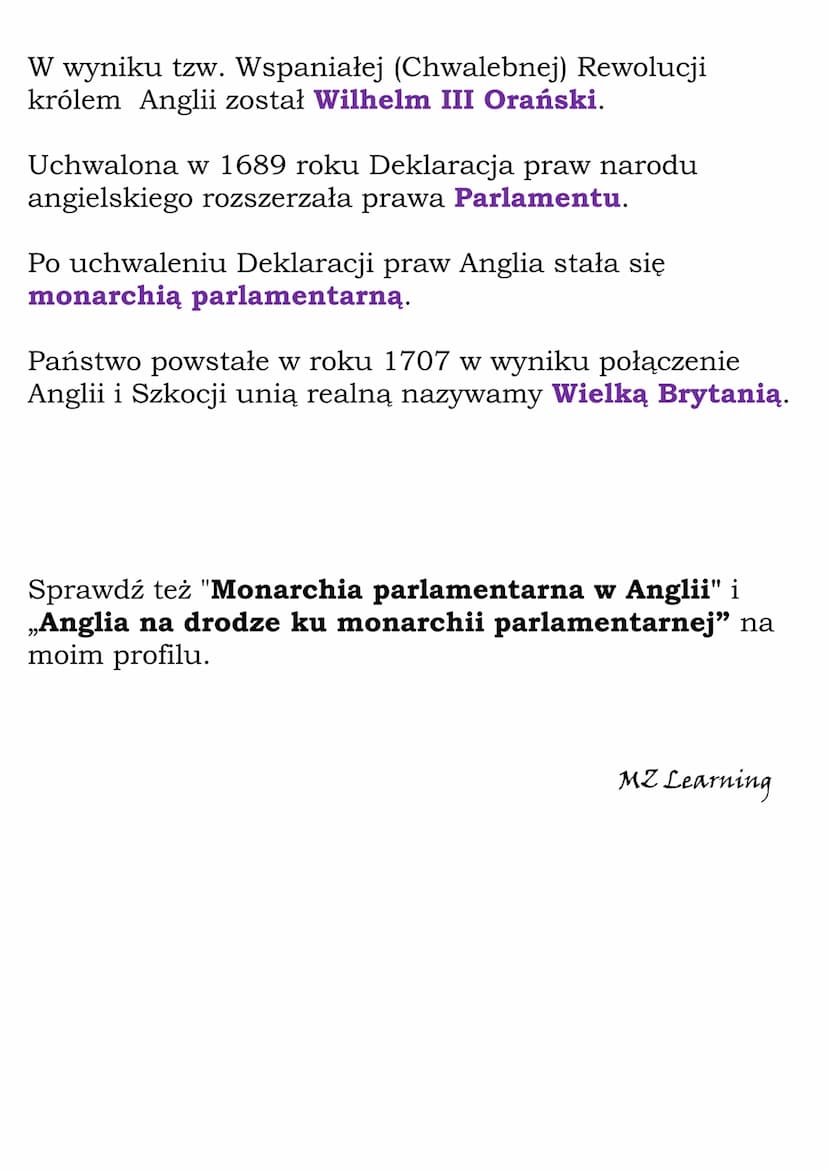 Monarchia
parlamentarna w Anglii -
Stuartów.
Tudorów.
Windsorów.
Test
W pierwszej połowie XVII wieku do władzy absolutnej w
Anglii dążyli kr