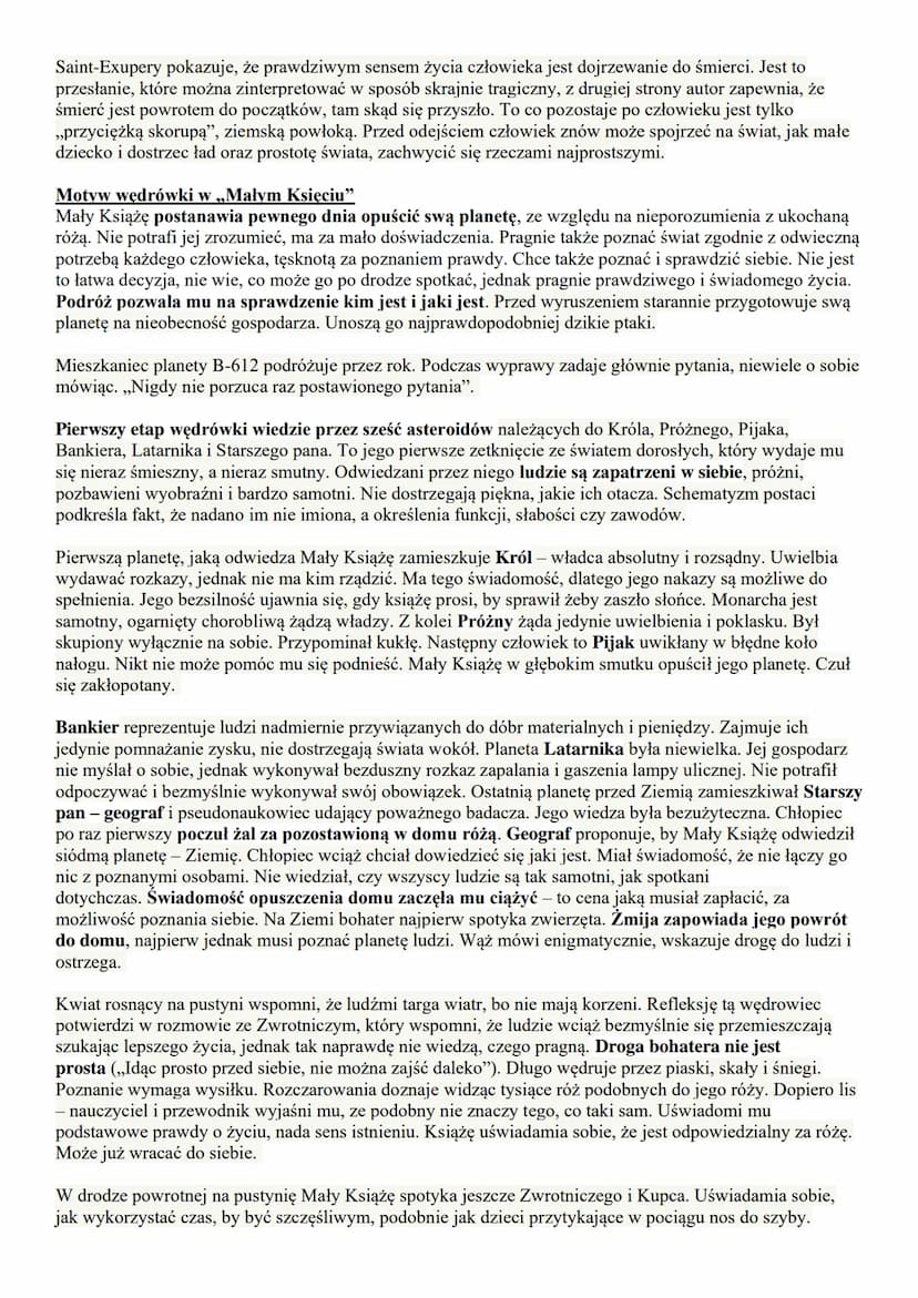 Tytuł: ,,Mały Książę"
Pierwsze wydanie: 1943 rok
Główni bohaterowie: Mały Książę, pilot, róża, lis, żmija, Król, Próżny, Pijak, Bankier, Lat