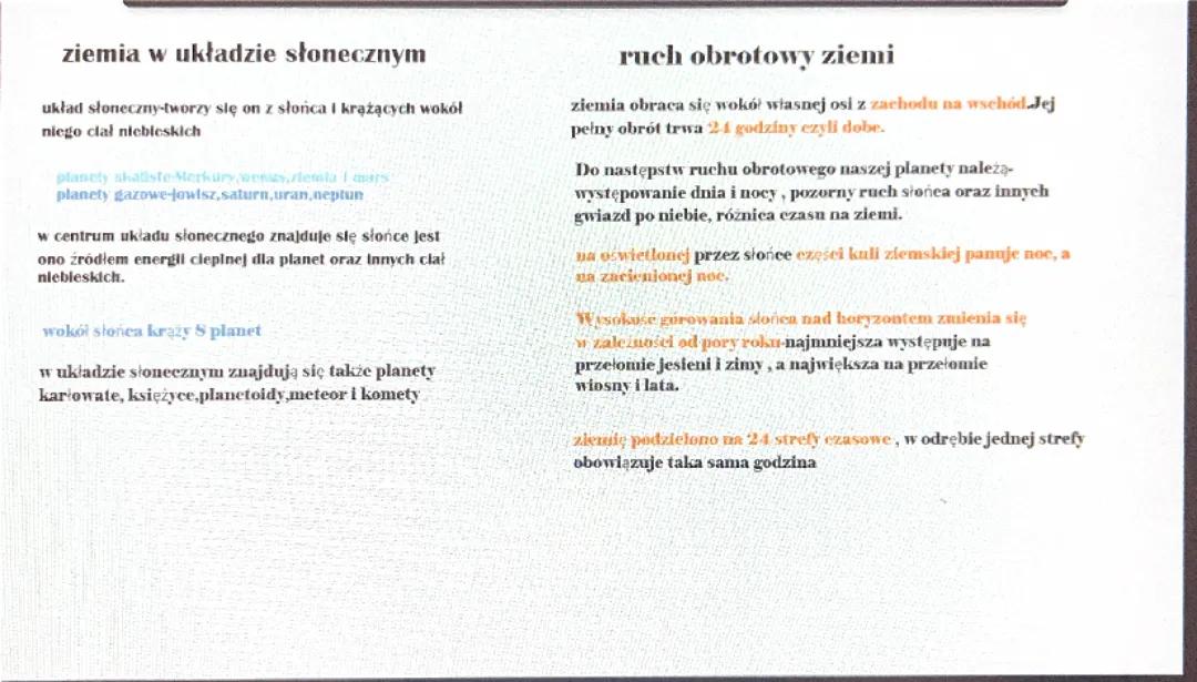 Ziemia w Układzie Słonecznym i Jej Obrót Wokół Własnej Osi