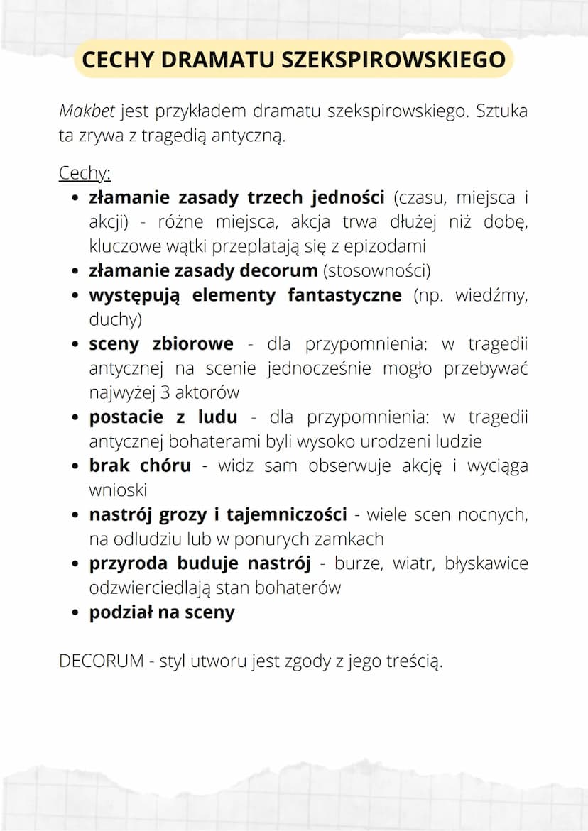 Makbet
autor: William Szekspier
temat: żądza władzy i jej
konsekwencje
dramat szekspirowski
GENEZA
nie jest znana dokładna data powstania dz