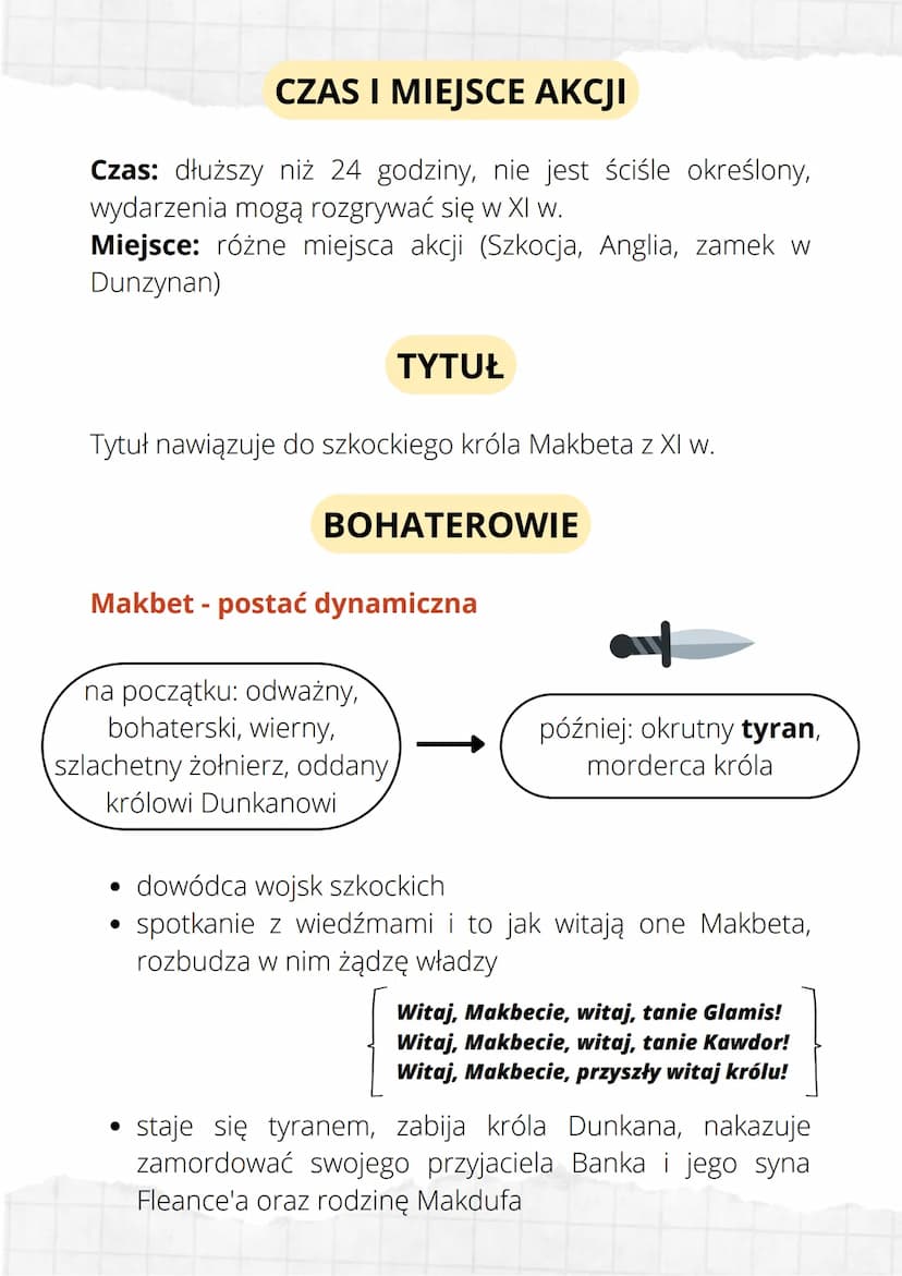 Makbet
autor: William Szekspier
temat: żądza władzy i jej
konsekwencje
dramat szekspirowski
GENEZA
nie jest znana dokładna data powstania dz