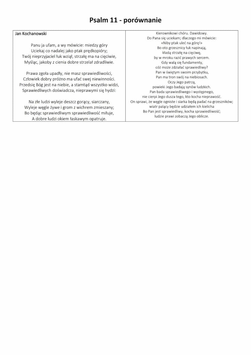 Psalm 13 analiza utworu
Psalm jest to pieśń modlitewna o charakterze dziękczynnym, błagalnym lub pochwalnym. Charakteryzuje ją
podniosły, li
