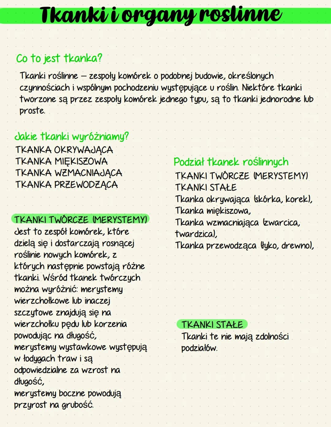 Tkanki i organy roslinne
Co to jest tkanka?
Tkanki roślinne - zespoły komórek o podobnej budowie, określonych
czynnościach i wspólnym pochod