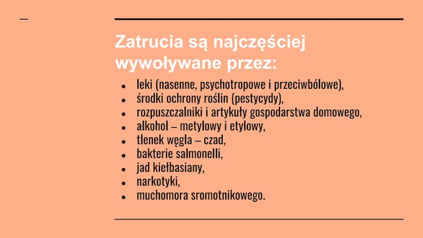 Trucizny oraz
środki
psychoaktywne POISON
Trucizna
substancja organiczna lub nieorganiczna, która po dostaniu się do
organizmu, w stosunkowo